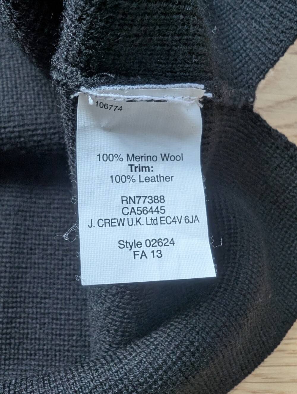 Jcrew 100% Merino Wool Black Sweater With Leather Pockets - Picture 7 of 8